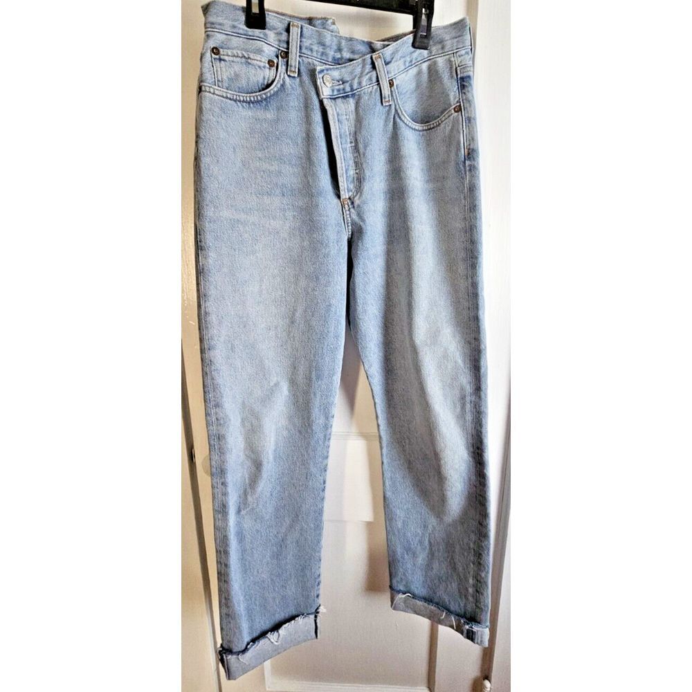 AGOLDE Women Sz‎ 27 Criss Cross waist Jean Relaxed Straight 100% organic cotton